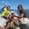 Gerhard und Daniel auf probefahrt mit neuem Rettungsboot